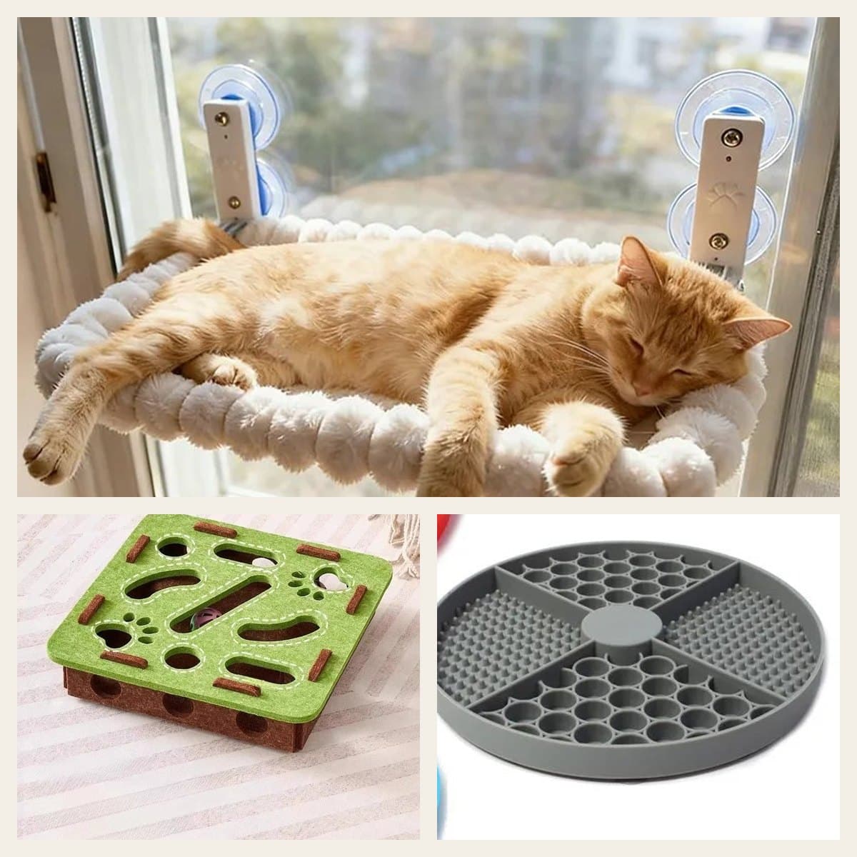 Set Ventana: Window Perch, Puzzle Box y Lick Mat